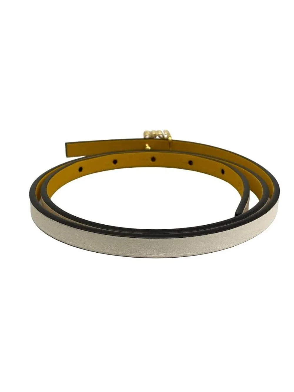 Loewe Belt White Dark Yellow Gold Reversible Anagram Leather